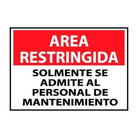 NATIONAL MARKER CO Restricted Area Plastic - Spanish - Solomente Se Admite Al Personal De SPRA15RB